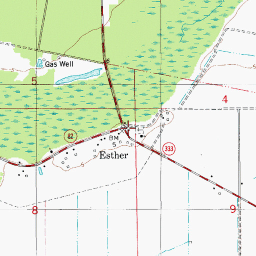 Topographic Map of Esther Post Office, LA
