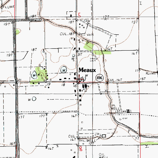 Topographic Map of Meaux Post Office, LA
