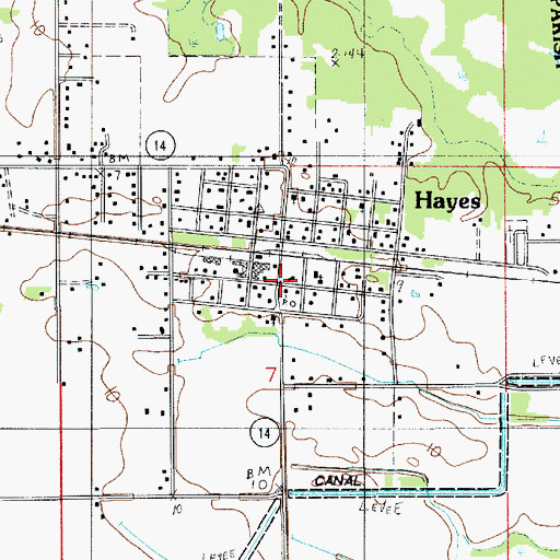 Topographic Map of Hayes Post Office, LA