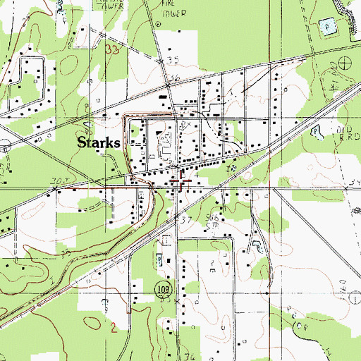 Topographic Map of Starks Post Office, LA