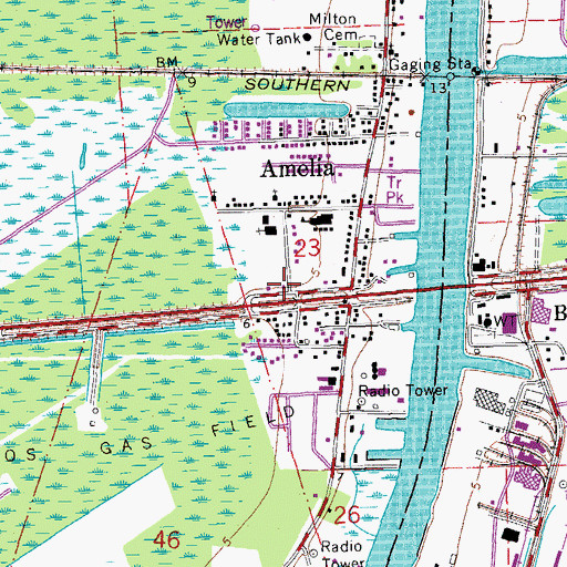 Topographic Map of Amelia Post Office, LA