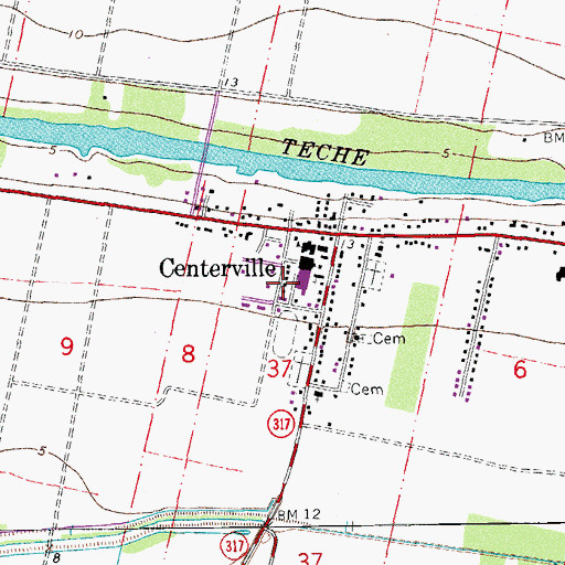 Topographic Map of Centerville Post Office, LA