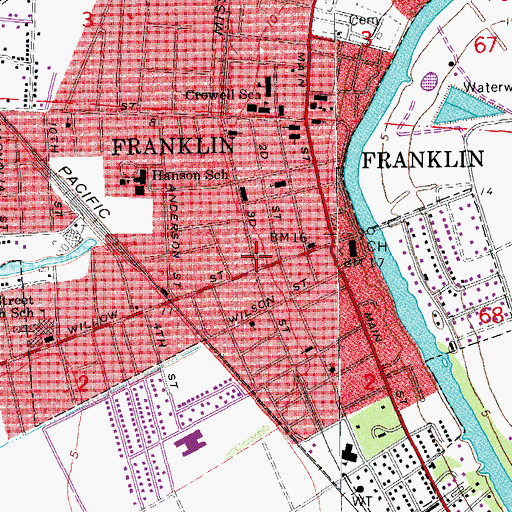 Topographic Map of Franklin Post Office, LA