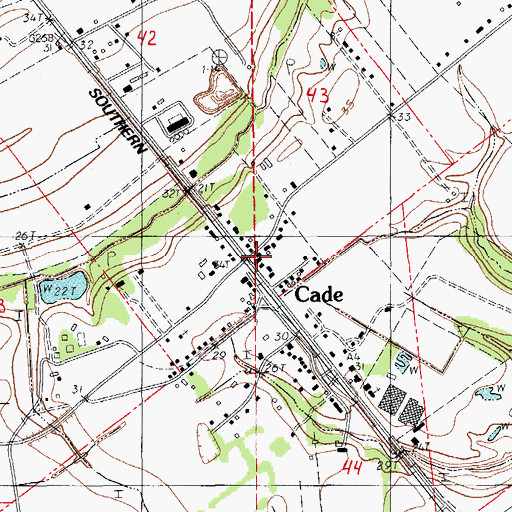 Topographic Map of Cade Post Office, LA