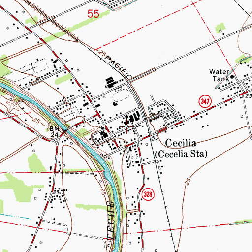 Topographic Map of Cecilia Post Office, LA