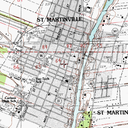Topographic Map of Saint Martinville Post Office, LA