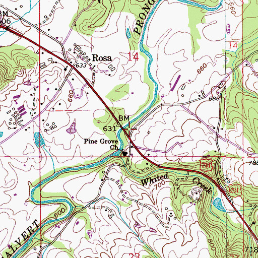 Topographic Map of Fauss Ford, AL