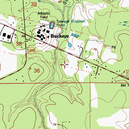Topographic Map of Buckeye Post Office, LA