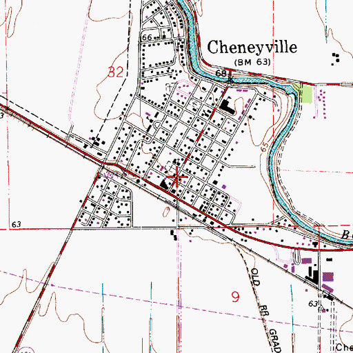 Topographic Map of Cheneyville Post Office, LA