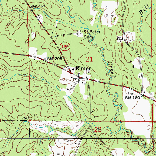 Topographic Map of Elmer Post Office, LA