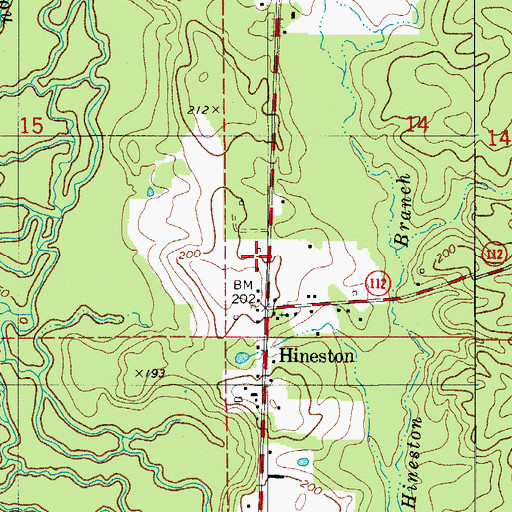 Topographic Map of Hineston Post Office, LA