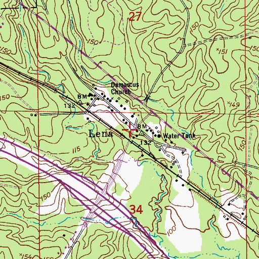Topographic Map of Lena Post Office, LA