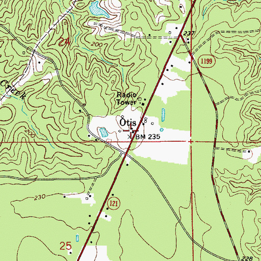 Topographic Map of Otis Post Office, LA