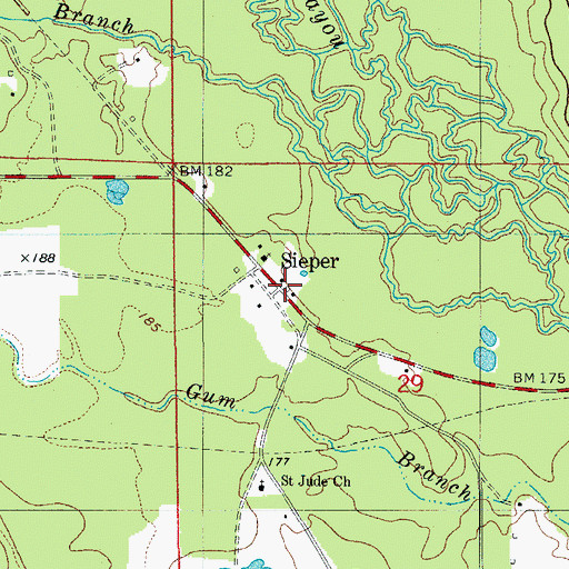 Topographic Map of Sieper Post Office, LA