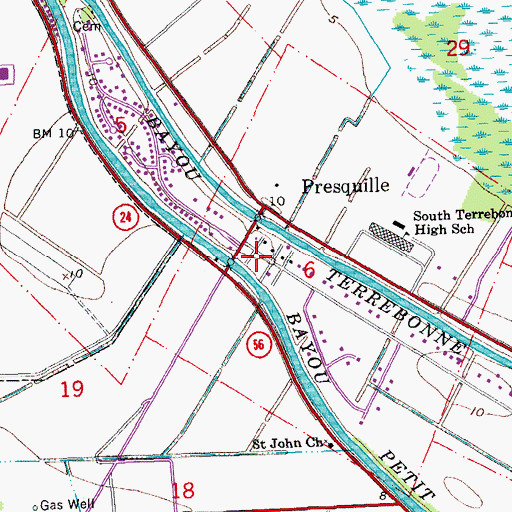 Topographic Map of Bourg Post Office, LA