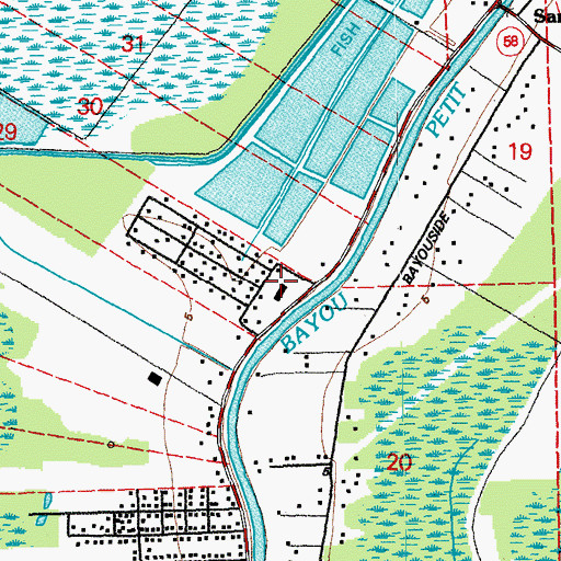 Topographic Map of Chauvin Post Office, LA