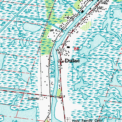 Topographic Map of Dulac Post Office, LA