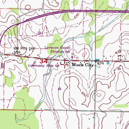 Topographic Map of Bera School (historical), AL