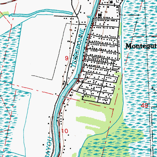 Topographic Map of Montegut Post Office, LA