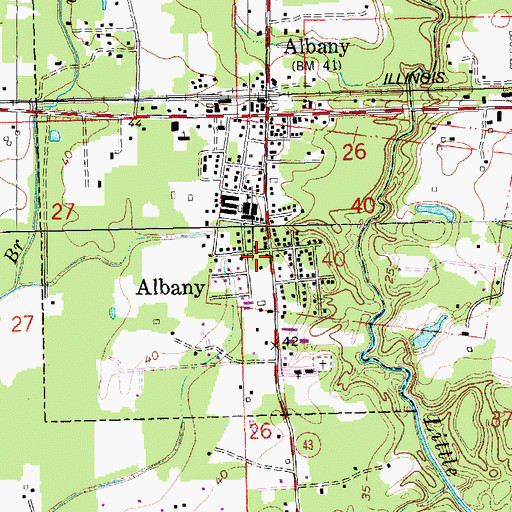 Topographic Map of Albany Post Office, LA