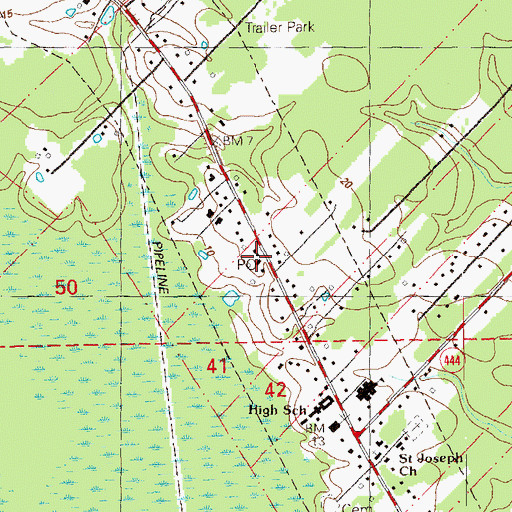 Topographic Map of French Settlement Post Office, LA