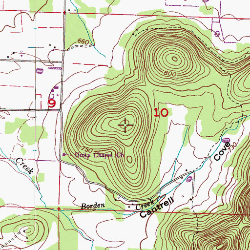 Topographic Map of Cowen Mountain, AL