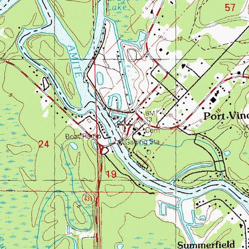 Topographic Map of Port Vincent Post Office, LA