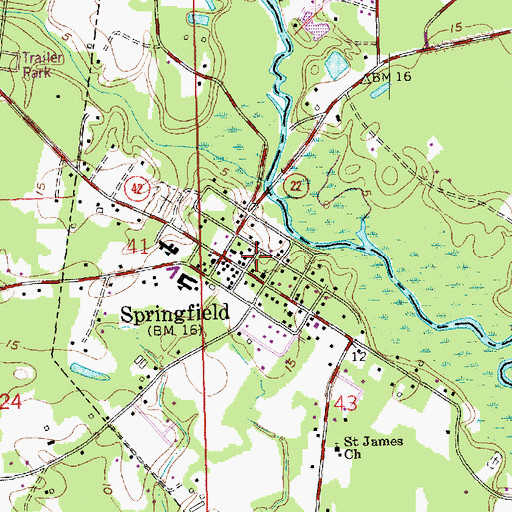 Topographic Map of Springfield Post Office, LA