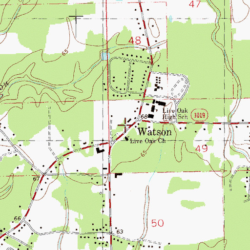 Topographic Map of Watson Post Office, LA