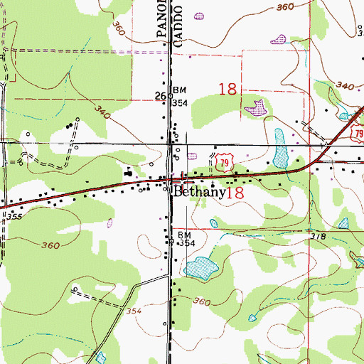 Topographic Map of Bethany Post Office, LA