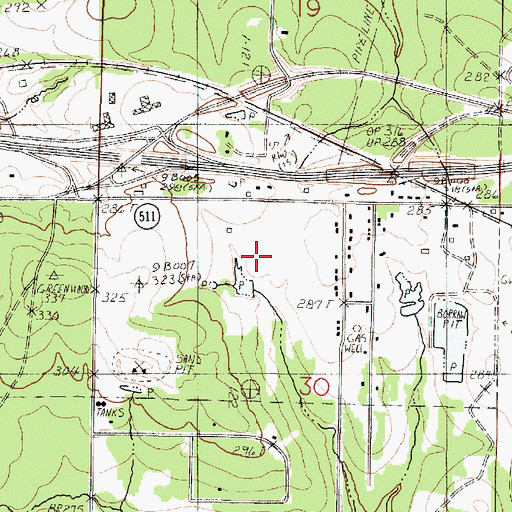 Topographic Map of Greenwood Post Office, LA