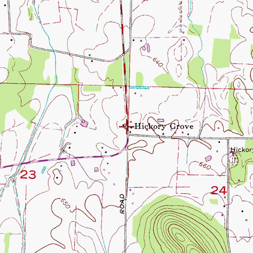 Topographic Map of Hickory Grove School (historical), AL