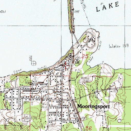 Topographic Map of Mooringsport Post Office, LA