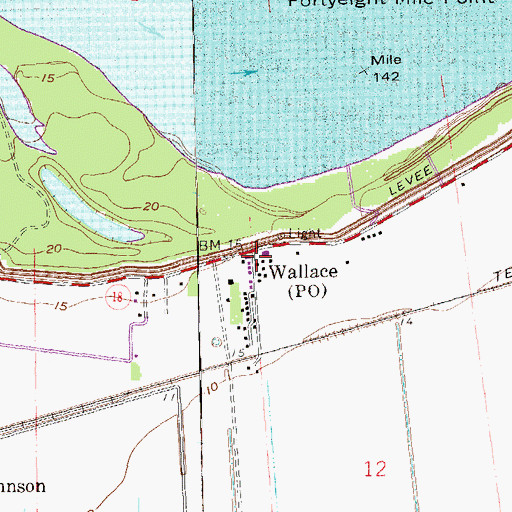 Topographic Map of Wallace Post Office (historical), LA