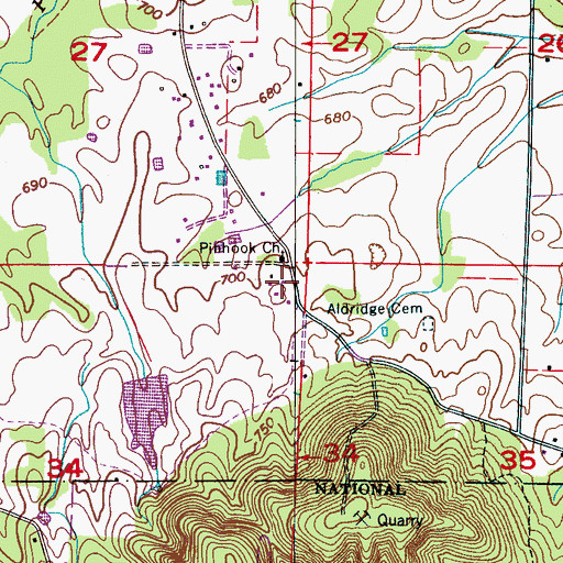 Topographic Map of Pinhook School (historical), AL