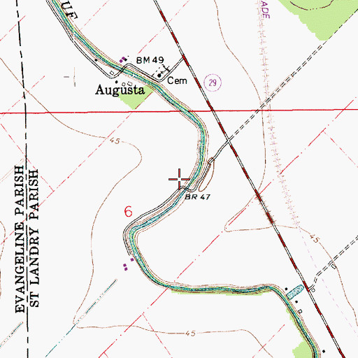 Topographic Map of Barbreck Post Office (historical), LA