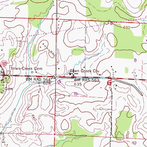 Topographic Map of Town Creek School (historical), AL
