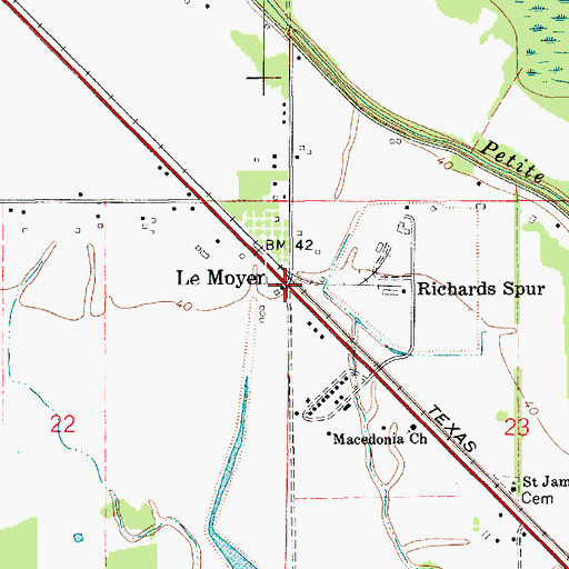 Topographic Map of Le Moyen Post Office, LA