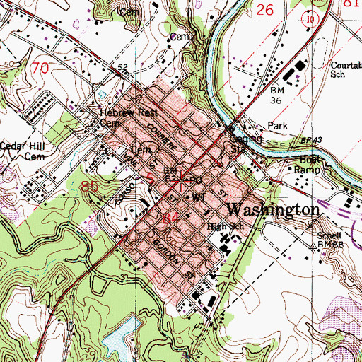 Topographic Map of Washington Post Office, LA