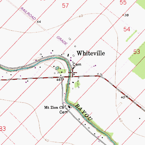 Topographic Map of Whiteville Post Office, LA