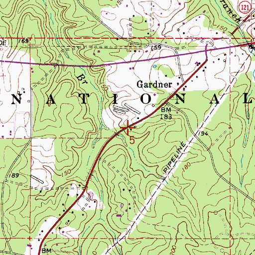 Topographic Map of Gardner Post Office, LA