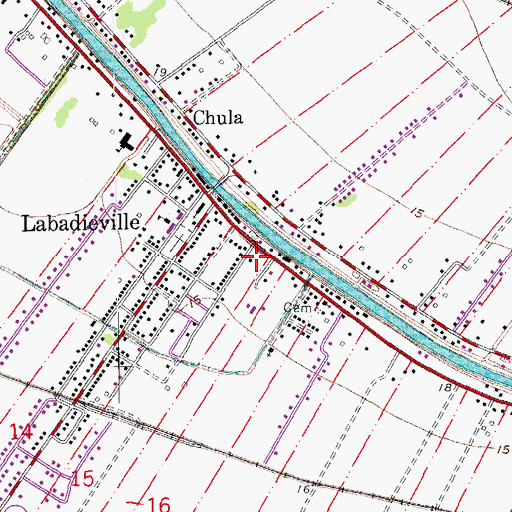 Topographic Map of Labadieville Post Office, LA