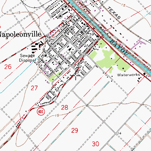 Topographic Map of Napoleonville Post Office, LA