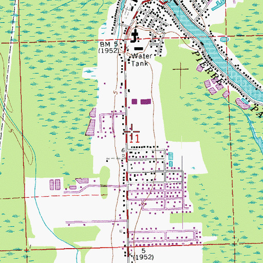 Topographic Map of Pierre Part Post Office, LA