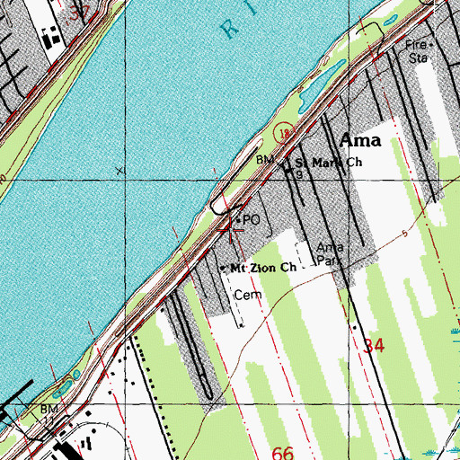 Topographic Map of Ama Post Office, LA