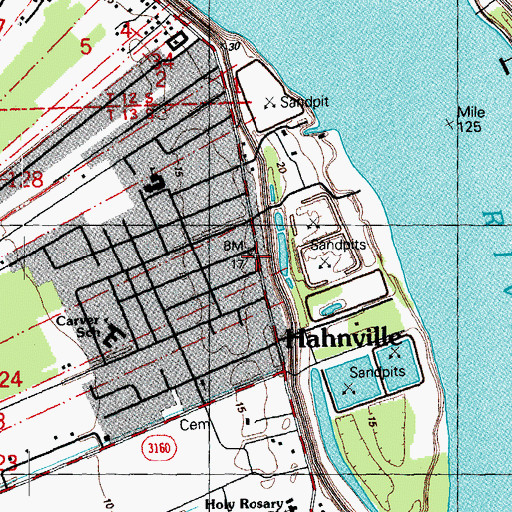 Topographic Map of Hahnville Post Office, LA