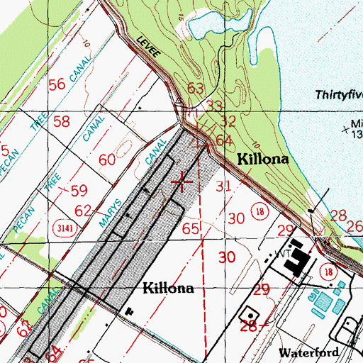 Topographic Map of Killona Post Office, LA