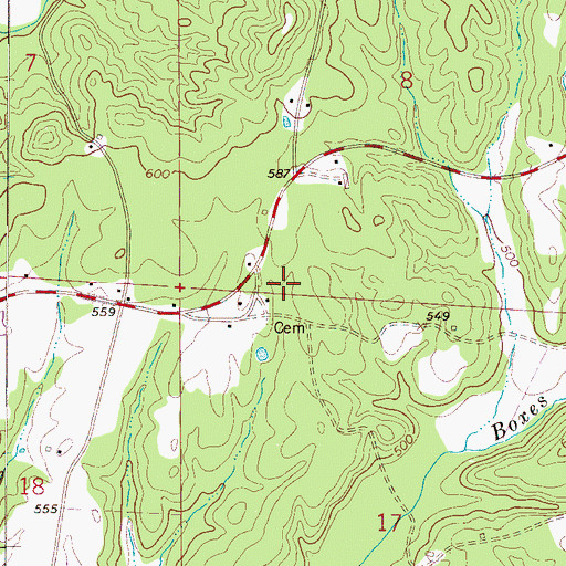 Topographic Map of Johnsons School (historical), AL
