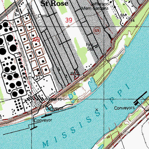 Topographic Map of Saint Rose Post Office, LA