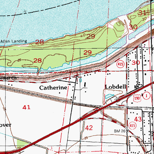 Topographic Map of Lobdell Post Office (historical), LA